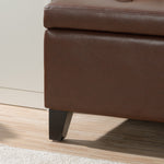 Storage Ottoman with Wooden Legs, Faux Leather Ottoman with Storage for Living Room, Bedroom & Hallway, Ottoman Foot Rest, 38.4' Brown Ottoman W68053162-djyc
