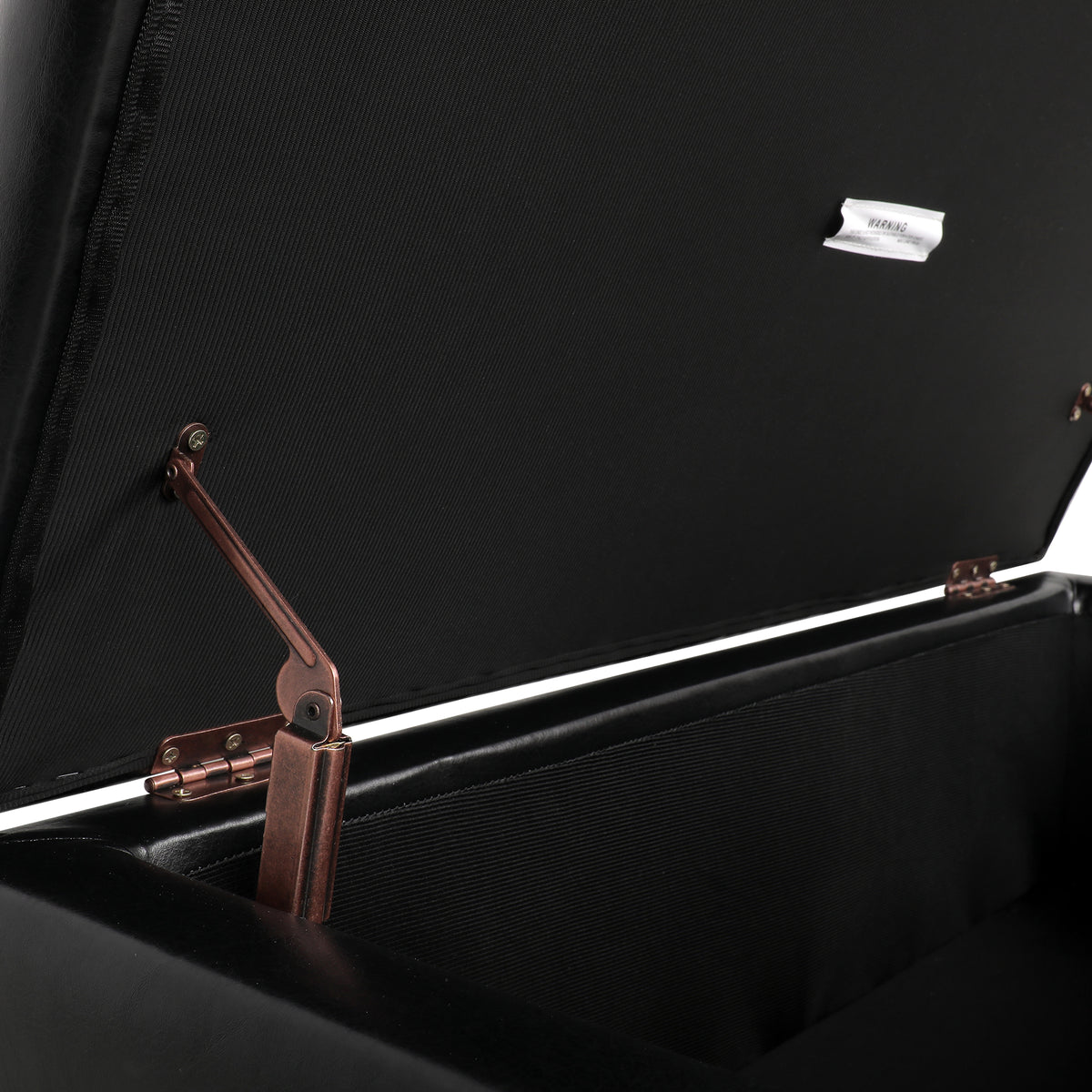 Storage Ottoman with Wooden Legs, Faux Leather Ottoman with Storage for Living Room, Bedroom & Hallway, Ottoman Foot Rest, 38.4' Black Ottoman W68053161-djyc