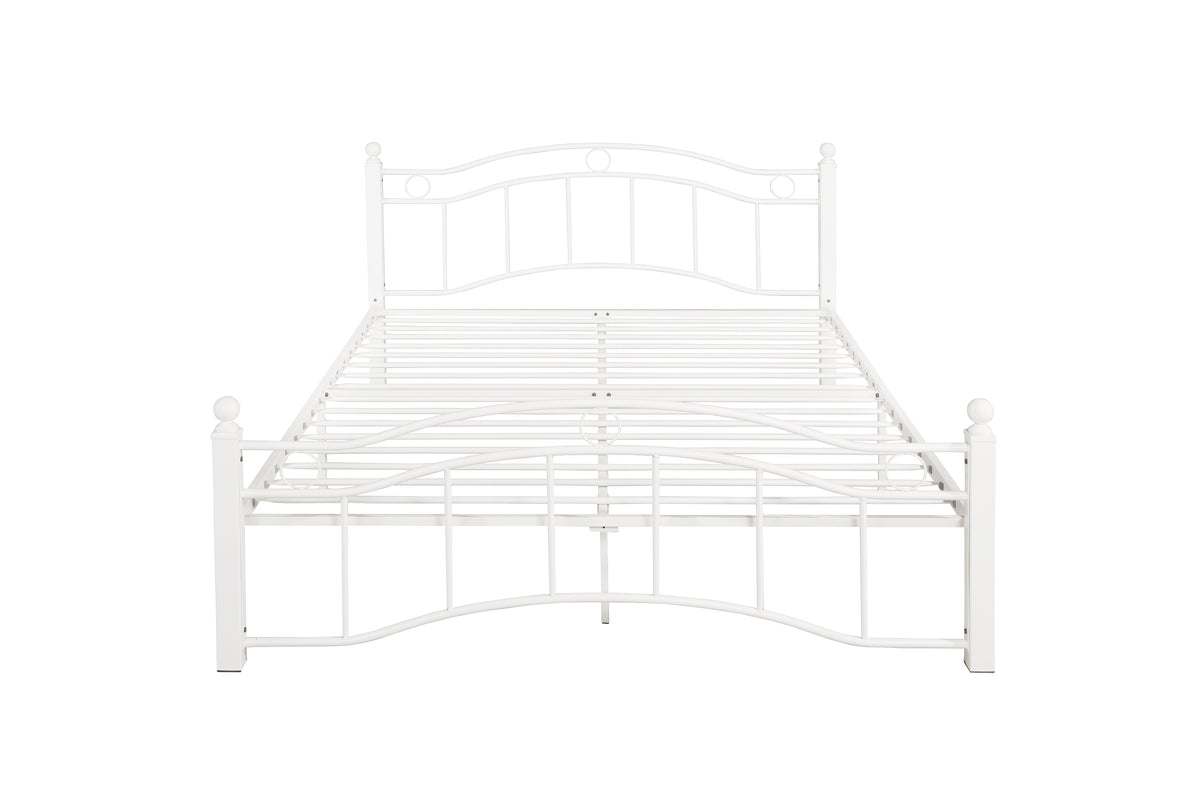 Queen Size Metal Bed Frame with Headboard and Footboard White W31180791-djyc