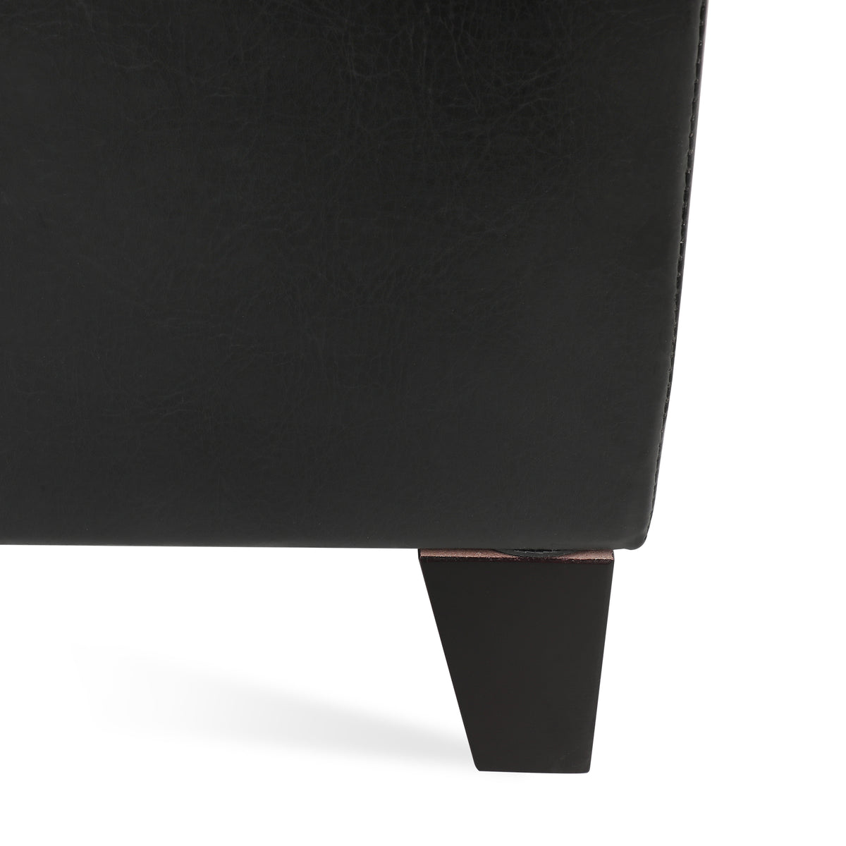 Storage Ottoman with Wooden Legs, Faux Leather Ottoman with Storage for Living Room, Bedroom & Hallway, Ottoman Foot Rest, 38.4' Black Ottoman W68053161-djyc