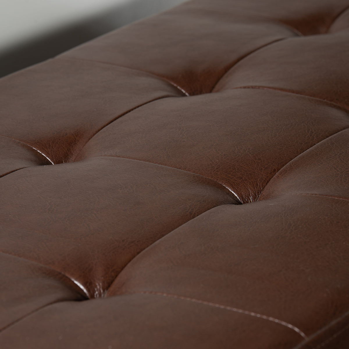 Storage Ottoman with Wooden Legs, Faux Leather Ottoman with Storage for Living Room, Bedroom & Hallway, Ottoman Foot Rest, 38.4' Brown Ottoman W68053162-djyc