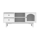 Living Room White TV Stand with Drawers and Open Shelves, A Cabinet with Glass Doors for Storage W28265031-djyc