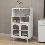 Living room White wine cabinet with removable wine rack and wine glass rack, a glass door cabinet W28265029-djyc