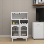 Living room White wine cabinet with removable wine rack and wine glass rack, a glass door cabinet W28265029-djyc