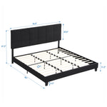 King Size Upholstered Platform Bed Frame withLinen Fabric Headboard, No Box Spring Needed, Wood Slat Support, Easy Assembly, BLACK W311107471-djyc
