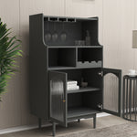 Living Room Grey color wine cabinet with removable rack and wine glass rack, one cabinet with glass doors W28238028-djyc