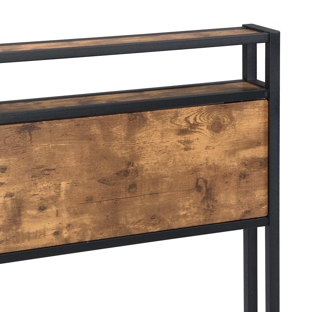 Full Size Metal Platform Bed Frame with Wooden Headboard and Footboard with USB LINER, No Box Spring Needed, Large Under Bed Storage, Easy Assemble W31183489-djyc