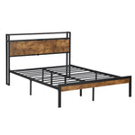 Queen SizeMetal Platform Bed Frame with Wooden Headboard and Footboard with USB LINER, No Box Spring Needed, Large Under Bed Storage, Easy Assemble W31183488-djyc