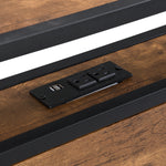 King Size Metal Platform Bed Frame with Wooden Headboard and Footboard with USB LINER, No Box Spring Needed, Large Under Bed Storage, Easy Assemble W311119789-djyc