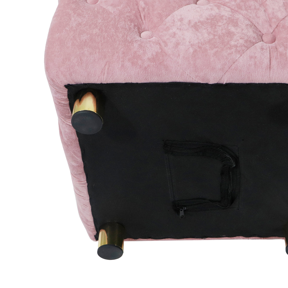 Pink Modern Velvet Upholstered Ottoman, Exquisite Small End Table, Soft Foot Stool,Dressing Makeup Chair, Comfortable Seat for Living Room, Bedroom, Entrance W1170103513-djyc