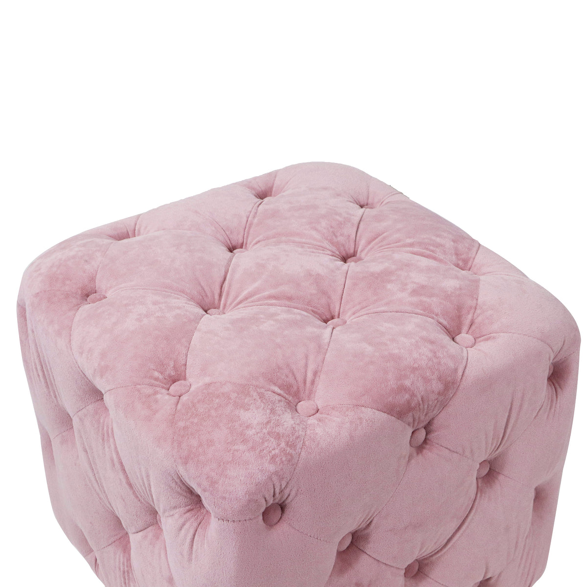 Pink Modern Velvet Upholstered Ottoman, Exquisite Small End Table, Soft Foot Stool,Dressing Makeup Chair, Comfortable Seat for Living Room, Bedroom, Entrance W1170103513-djyc