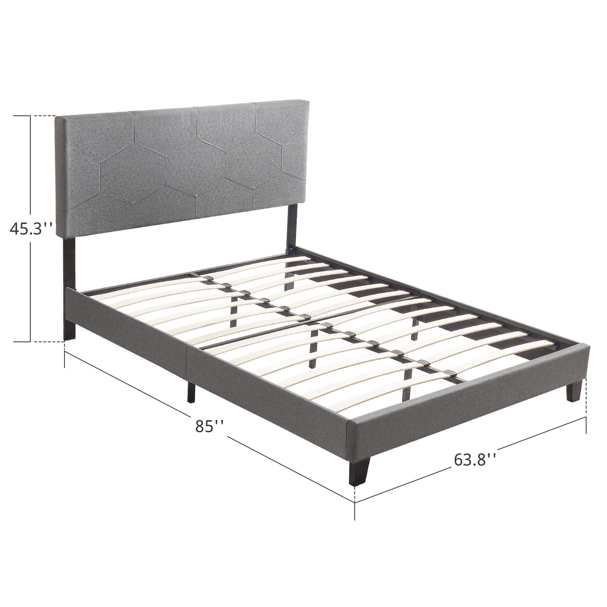Queen Size Upholstered Platform Bed Frame ,Wood Slat Support, Easy Assembly,Grey W311110547-djyc