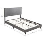 Queen Size Upholstered Platform Bed Frame ,Wood Slat Support, Easy Assembly,Grey W311110547-djyc