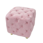 Pink Modern Velvet Upholstered Ottoman, Exquisite Small End Table, Soft Foot Stool,Dressing Makeup Chair, Comfortable Seat for Living Room, Bedroom, Entrance W1170103513-djyc