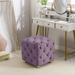 Purple Modern Velvet Upholstered Ottoman, Exquisite Small End Table, Soft Foot Stool,Dressing Makeup Chair, Comfortable Seat for Living Room, Bedroom, Entrance W1170103517-djyc