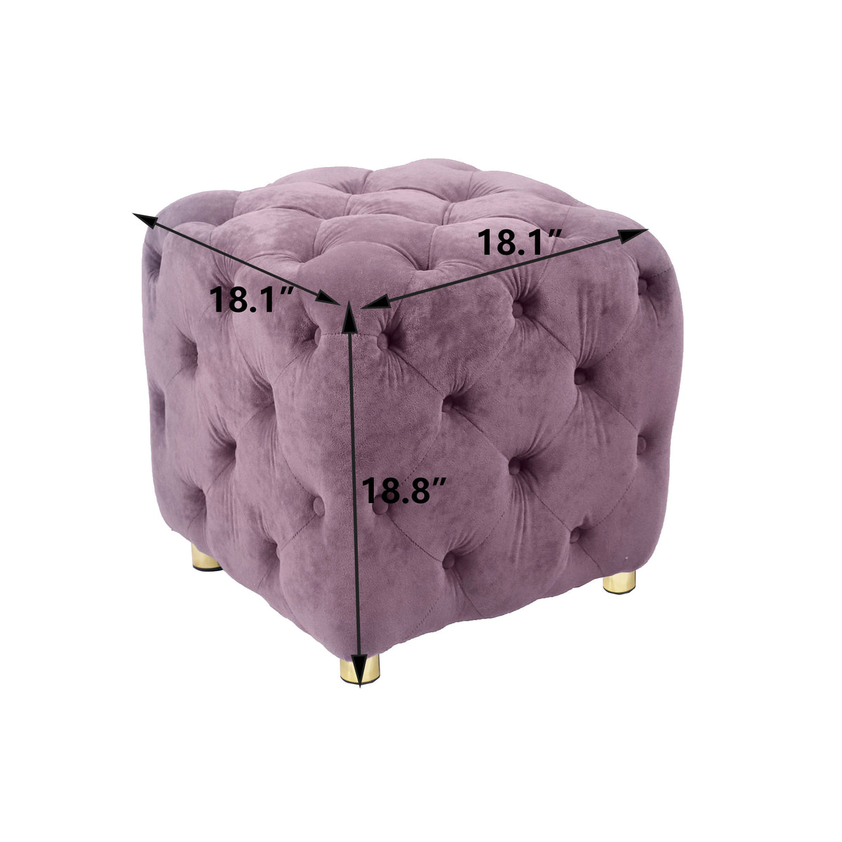 Purple Modern Velvet Upholstered Ottoman, Exquisite Small End Table, Soft Foot Stool,Dressing Makeup Chair, Comfortable Seat for Living Room, Bedroom, Entrance W1170103517-djyc