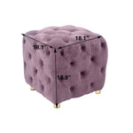 Purple Modern Velvet Upholstered Ottoman, Exquisite Small End Table, Soft Foot Stool,Dressing Makeup Chair, Comfortable Seat for Living Room, Bedroom, Entrance W1170103517-djyc