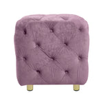 Purple Modern Velvet Upholstered Ottoman, Exquisite Small End Table, Soft Foot Stool,Dressing Makeup Chair, Comfortable Seat for Living Room, Bedroom, Entrance W1170103517-djyc