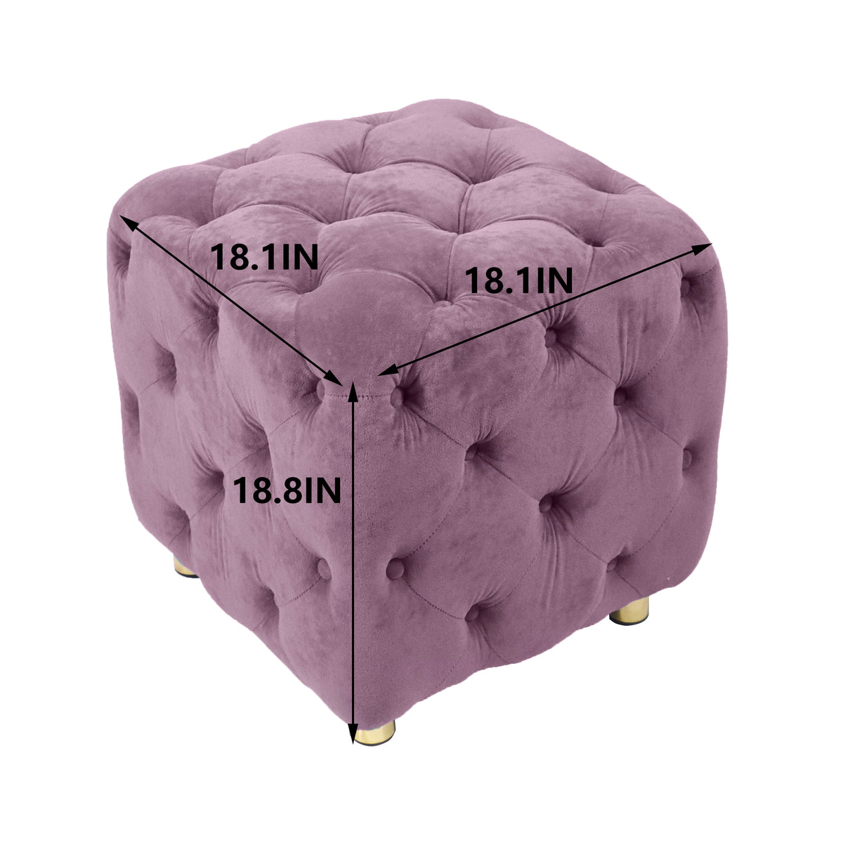 Purple Modern Velvet Upholstered Ottoman, Exquisite Small End Table, Soft Foot Stool,Dressing Makeup Chair, Comfortable Seat for Living Room, Bedroom, Entrance W1170103517-djyc