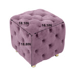 Purple Modern Velvet Upholstered Ottoman, Exquisite Small End Table, Soft Foot Stool,Dressing Makeup Chair, Comfortable Seat for Living Room, Bedroom, Entrance W1170103517-djyc