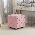 Pink Modern Velvet Upholstered Ottoman, Exquisite Small End Table, Soft Foot Stool,Dressing Makeup Chair, Comfortable Seat for Living Room, Bedroom, Entrance W1170103513-djyc