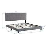 King Size Upholstered Platform Bed Frame with Button Tufted Linen Fabric Headboard, No Box Spring Needed, Wood Slat Support, Easy Assembly,Gray W311107470-djyc