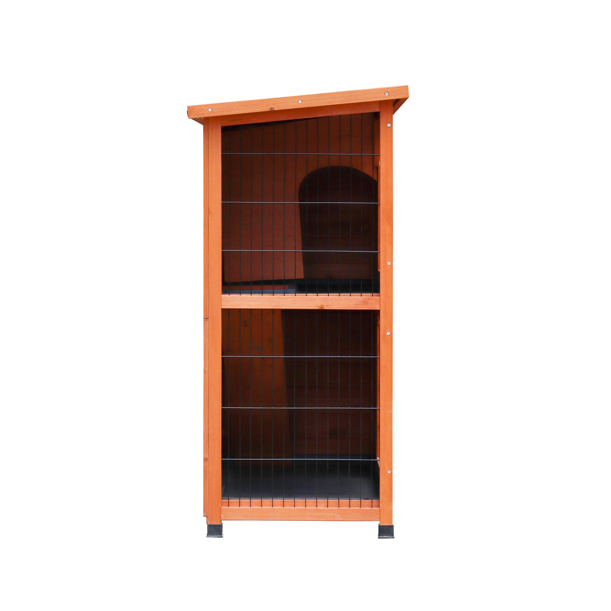Rabbit Hutch Outdoor, 2-Story Rabbit Cage Indoor with Run, Bunny Cage with 2 Removable No-Leak Trays, Pet Cages with Non-Slip Ramp, Waterproof Roof, Fence, for Small Animals W219106475-djyc