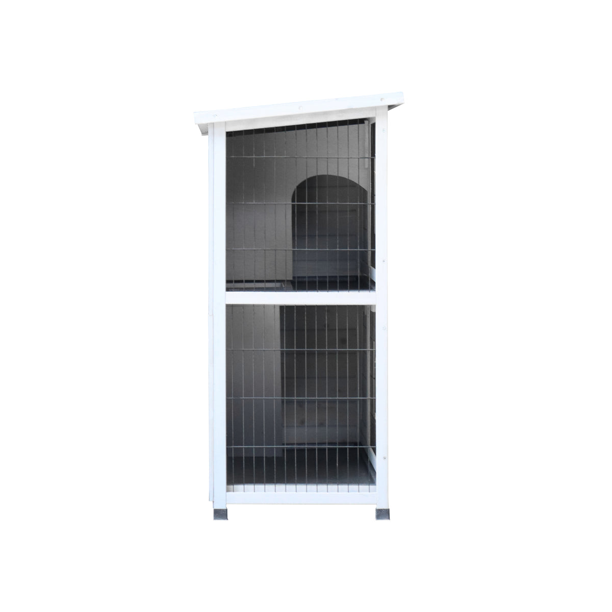 Rabbit Hutch Outdoor, 2-Story Rabbit Cage Indoor with Run, Bunny Cage with 2 Removable No-Leak Trays, Pet Cages with Non-Slip Ramp, Waterproof Roof, Fence, for Small Animals W219106474-djyc