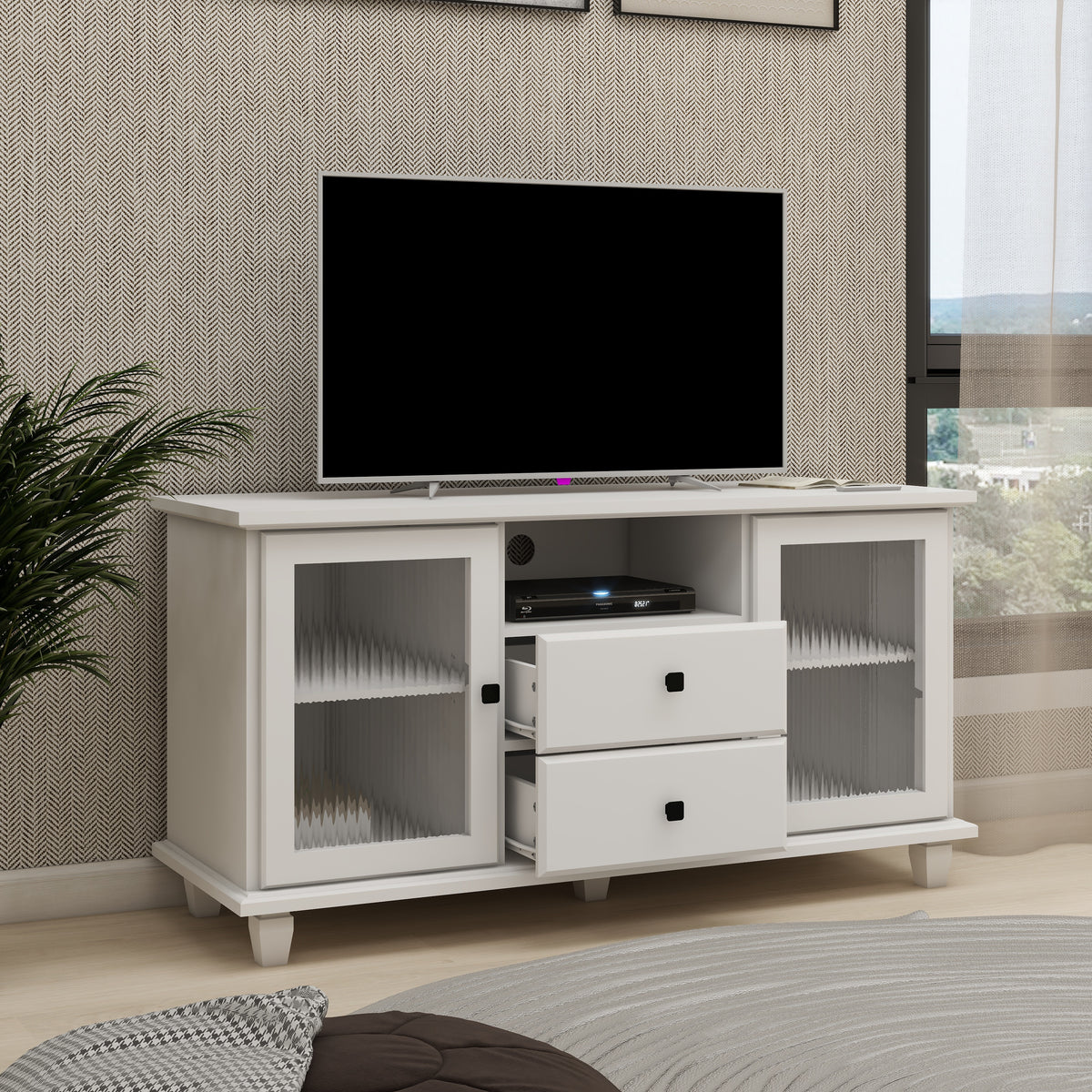 Ultra white changhong glass TV cabinet W282S00081-djyc