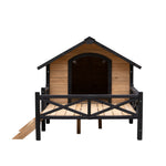 Outdoor Large Wooden Cabin House Style Wooden Dog Kennel with Porch W21951579-djyc