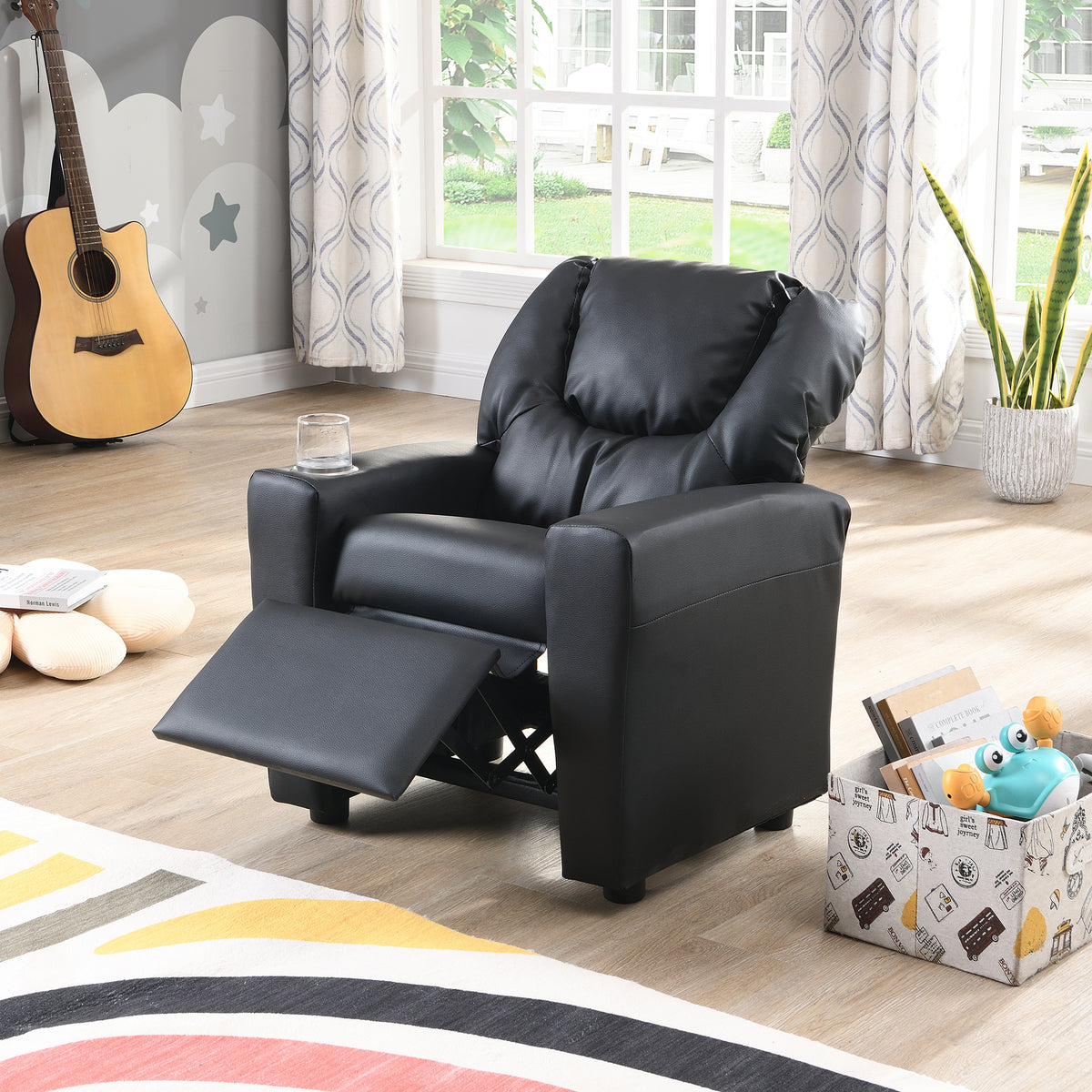 Kids Recliner ChairBlack PVC W214103913-djyc