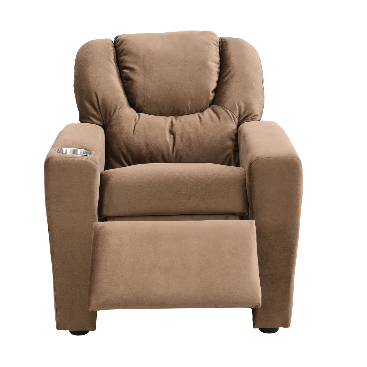 Kids Recliner Chair, Kids Upholstered Couch with One Cup Holder, Footrest, Backrest, Toddlers Velvet Recliner with Headrest and Footrest W214101804-djyc