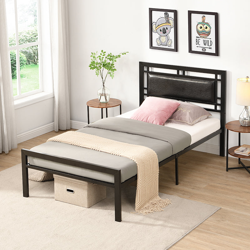 Twin Size metal bed Sturdy System Metal Bed Frame ,Modern style and comfort to any bedroom ,black W311109646-djyc