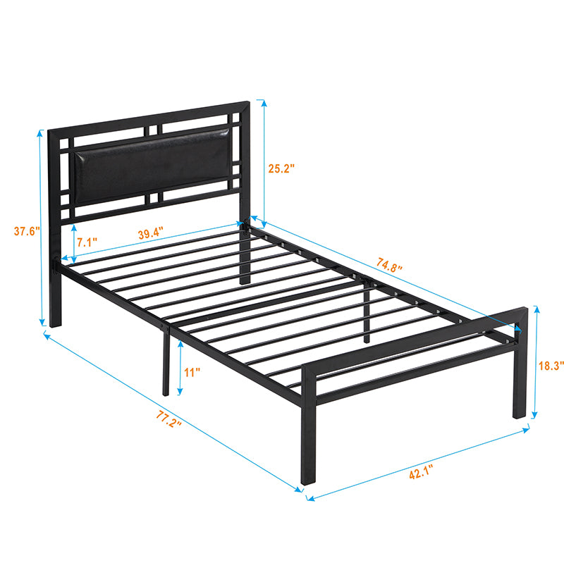 Twin Size metal bed Sturdy System Metal Bed Frame ,Modern style and comfort to any bedroom ,black W311109646-djyc