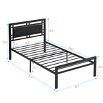 Twin Size metal bed Sturdy System Metal Bed Frame ,Modern style and comfort to any bedroom ,black W311109646-djyc