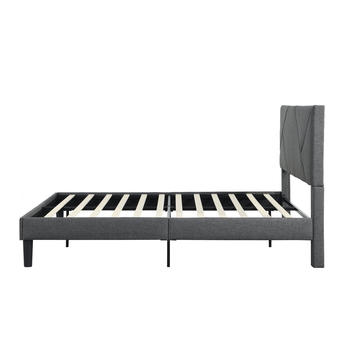 Queen Size Upholstered Platform Bed Frame ,Wood Slat Support, Easy Assembly,Grey W311110545-djyc
