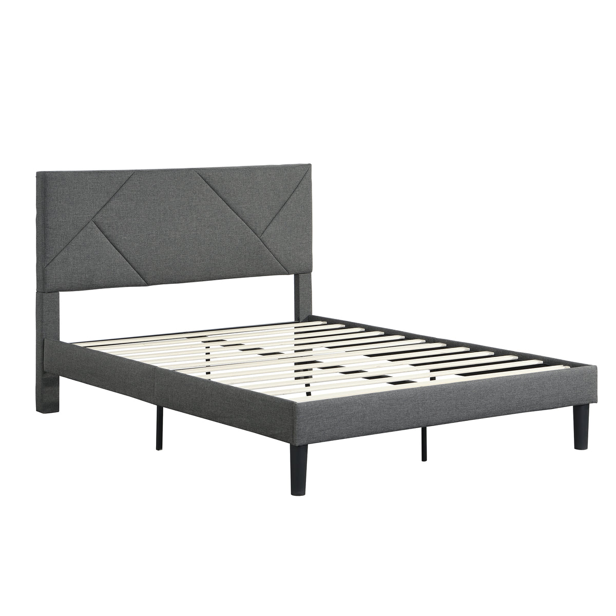 Queen Size Upholstered Platform Bed Frame ,Wood Slat Support, Easy Assembly,Grey W311110545-djyc