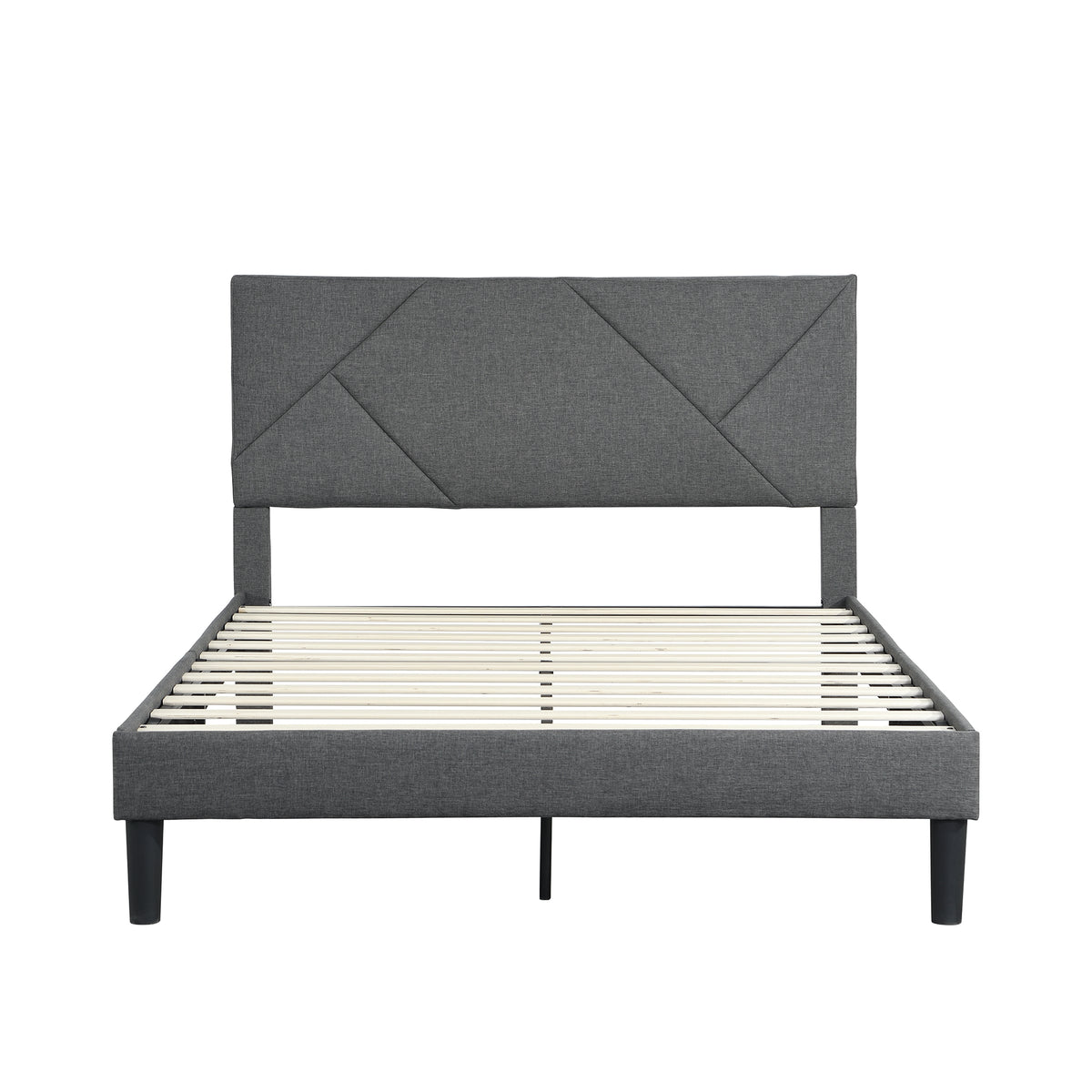 Queen Size Upholstered Platform Bed Frame ,Wood Slat Support, Easy Assembly,Grey W311110545-djyc