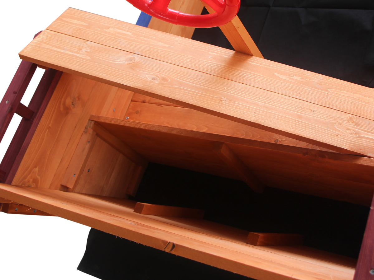 Outsunny Pirate Ship Sandbox with Cover and Rudder, Wooden Sandbox with Storage Bench and Seat, Outdoor Toy for Kids Ages 3-8 Years Old W219109484-djyc