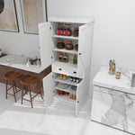 71" Kitchen Pantry Storage Cabinet , with 4 Doors, Drawer, 2 Adjustable Shelves, Freestanding Cupboard for Dining Room Living Room, Laundry-White W282S00024-djyc