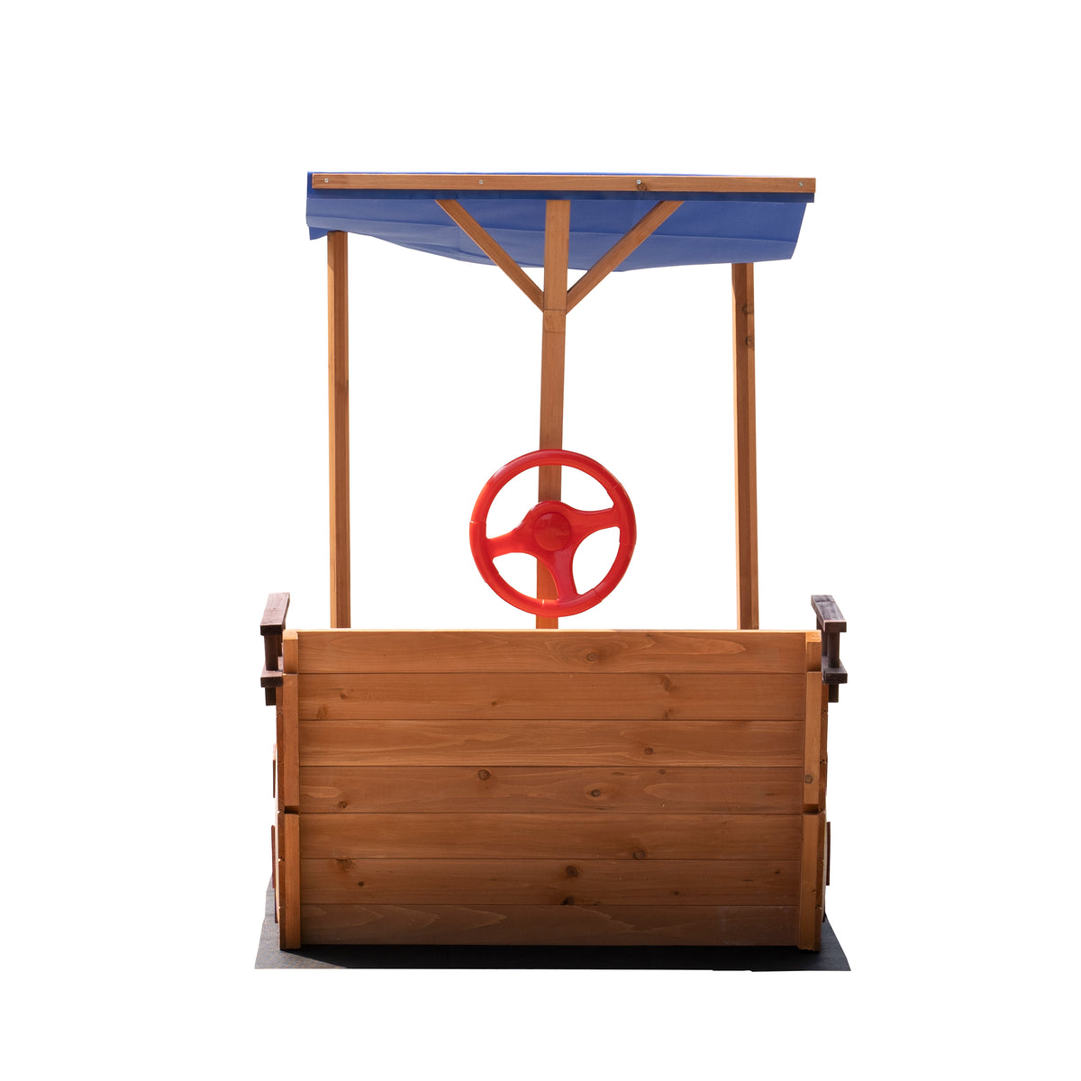 Outsunny Pirate Ship Sandbox with Cover and Rudder, Wooden Sandbox with Storage Bench and Seat, Outdoor Toy for Kids Ages 3-8 Years Old W219109484-djyc