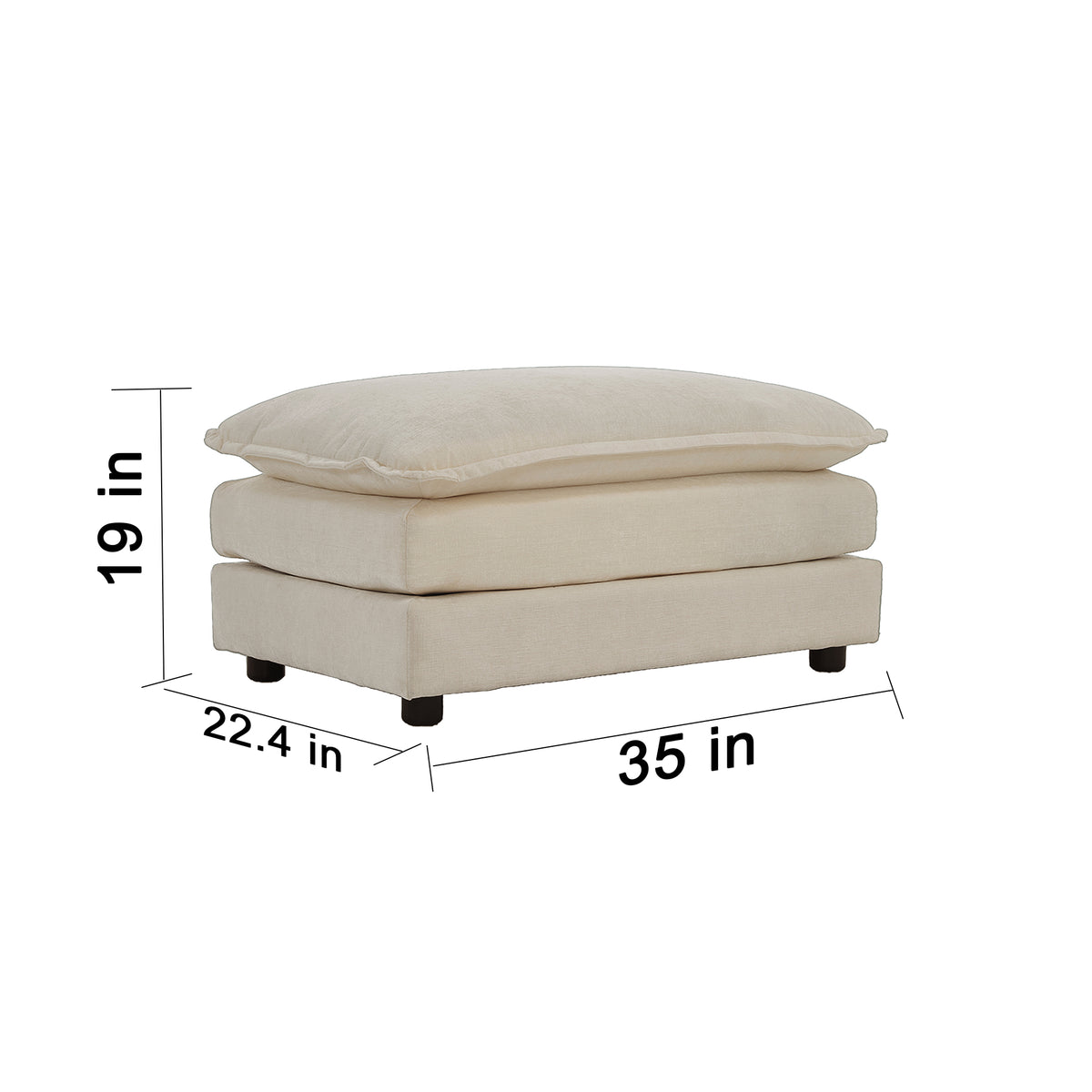 Chenille Fabric Ottomans Footrest to Combine with 2 Seater Sofa, 3 Seater Sofa and 4 Seater Sofa, Beige W714P225938-djyc