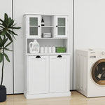 Two-Compartment Tilt-Out Dirty Laundry Basket Tall Bathroom Cabinet with 2 Adjustable Shelves-White W1120S00001-djyc
