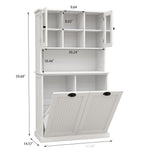 Two-Compartment Tilt-Out Dirty Laundry Basket Tall Bathroom Cabinet with 2 Adjustable Shelves-White W1120S00001-djyc