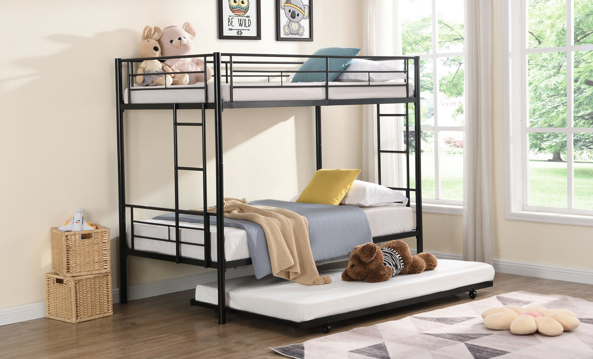 METAL Bunk Bed with trundleBlack W311120500-djyc