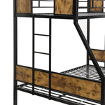 Twin Over FULLMetal Bunk Bedwith Trundle2 - Side Ladder and Full-Length Guardrail, No Box Spring Needed, Large Under Bed Storage, Easy Assemble , Black &Brown W311133419-djyc