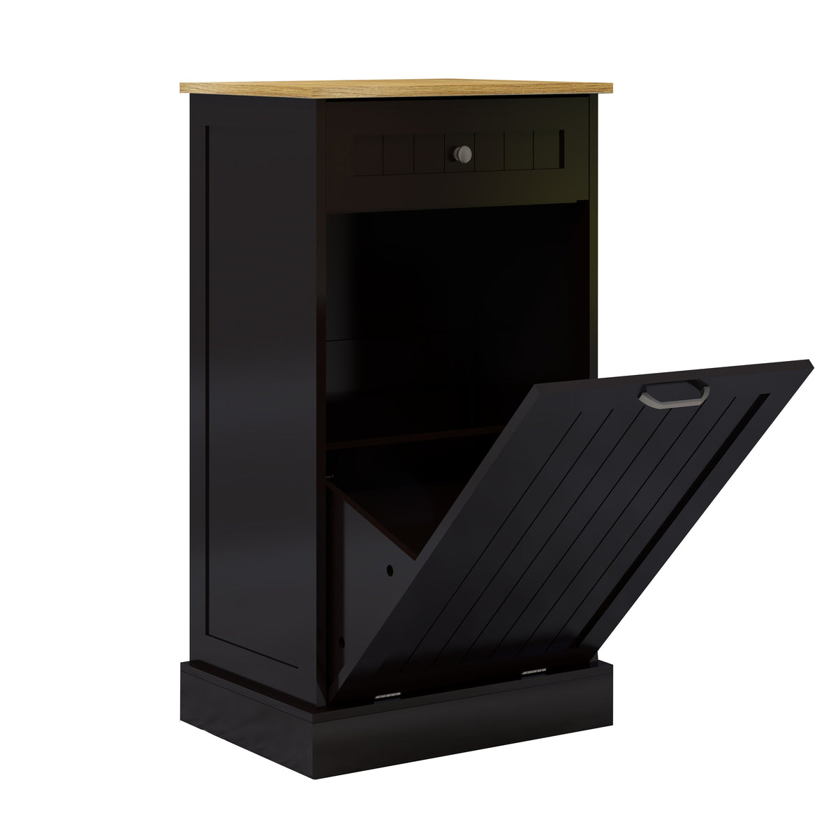 One Drawers and One-Compartment Tilt-Out Trash Cabinet Kitchen Trash Cabinet-Black W1120127325-djyc
