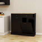 Two Drawers and Two-Compartment Tilt-Out Trash Cabinet Kitchen Trash Cabinet-Black W1120127329-djyc