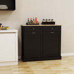 Two Drawers and Two-Compartment Tilt-Out Trash Cabinet Kitchen Trash Cabinet-Black W1120127329-djyc