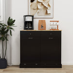 Two Drawers and Two-Compartment Tilt-Out Trash Cabinet Kitchen Trash Cabinet-Black W1120127329-djyc